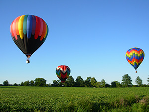 colorful hot air balloons lifting off the
ground