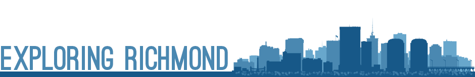 Title Explore Richmond with vector image of the city of Richmond.