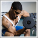 man bicep curling